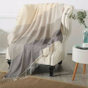 Kensington Garden Whitby 50" x 60" Charming Striped Fringed Knitted Throw - Gray